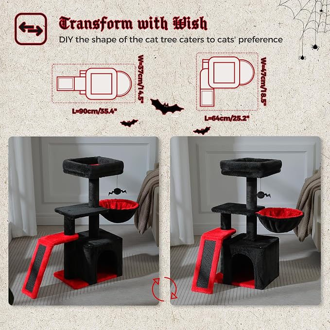 PETEPELA Gothic Cat Tree Tower for Indoor Cats, 31.5'' Small Cat Tower Condo - Image 2