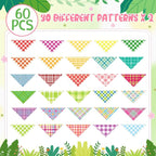 Sweetude 60 Pcs Spring Plaid Dog Bandanas Bulk Spring Pet Scarf Bibs Adjustable - Image 2