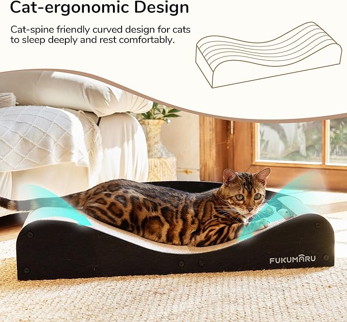 FUKUMARU Cardboard Cat Scratcher Bed, Extra Long 29.1 Inch Cat Scratch Bed - Image 3