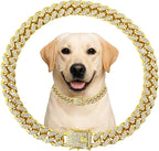 Dog Chain Designer Gold Crystal Pet Collar Cuban Link Chain by Unknown