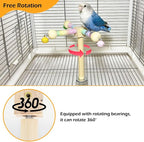 Bird Stand Perch Toy with Bells, Interactive Spinning Parakeet Toys, Wooden - Image 3