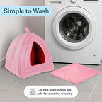 Cat House Indoor Cat Bed with Removable Foam Cushion, Plush Cat Tent Bed - Image 5