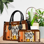 Personalized Pet Mom Leather Handbag – Custom Name Dog Cat Photo Purse - Image 3