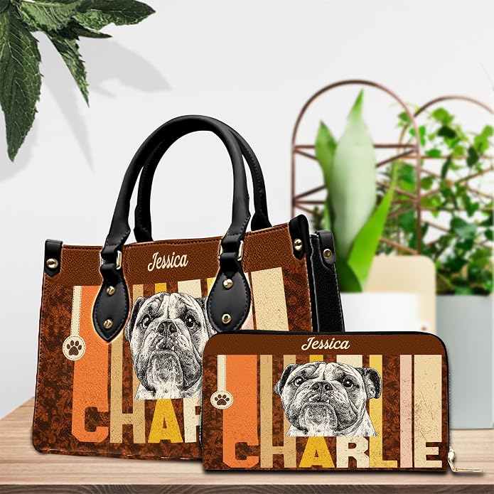 Personalized Pet Mom Leather Handbag – Custom Name Dog Cat Photo Purse - Image 3