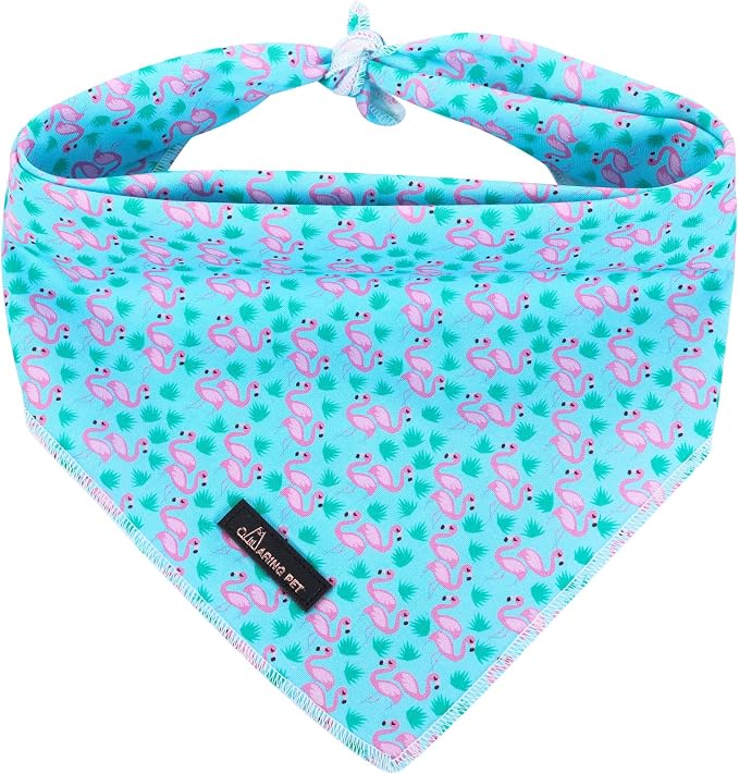 ARING PET Summer Dog Bandanas, Turquoise Flamingo Kerchief Triangle Bibs Scarf by ARINGPET
