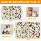 Butterfly Flower Dog Food Mat, Vintage Berry Absorbent Pet Feeding Mat - Image 6