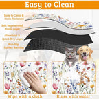 Flowers Butterfly Dog Food Mat, Colorful Absorbent Pet Feeding Mat - Image 5