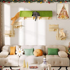 Cat Wall Shelves, 7-in-1 Solid Wood Wall-Mounted Cats Furniture Set - Image 6
