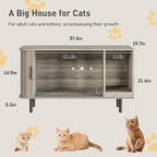 Cat Litter Box Enclosure with Cat Scratch Pad, Sliding Door, 37.4" Litter Box - Image 2