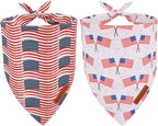 ADOGGYGO American Flag Dog Bandana 2 Pack, Reversible White Red USA Flag Pet by ADOGGYGO