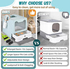 Enclosed Cat Litter Box with Lid Foldable Potty, Drawer Type Extra Large Cover - Image 3