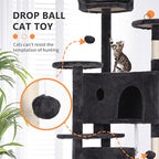 70 Inch Dark Gray Cat Tree, Tall Cat Tower - Image 2