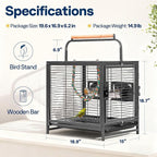 VIVOHOME 19 Inch Wrought Iron Bird Travel Carrier Cage - Image 7