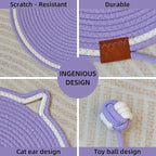 Cat Scratcher Mat, Natural Cotton Rope Cat Scratching Pad, 16.9'' Round Cat - Image 4
