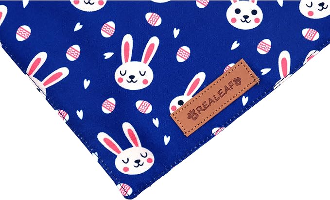 Realeaf Easter Dog Bandanas 2 Pack, Triangle Reversible Pet Scarf - Image 4