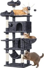 Yaheetech Cat Tree, 67in Large Tower w/ 3 Removable Teaser Sticks, 2 Kitten-Ear - Image 2