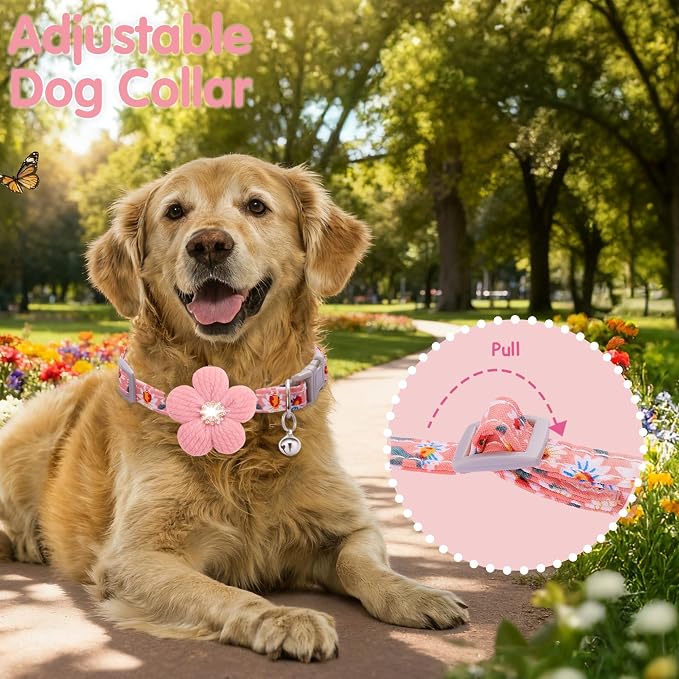Medium Dog Collar with Flower, Dog Collars - Image 5