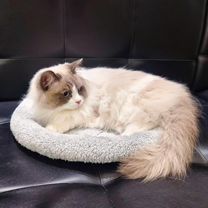 Enjoying Plush Cat Bed Mat, 15.75" Round, Self Warming Dog Bed - Image 6