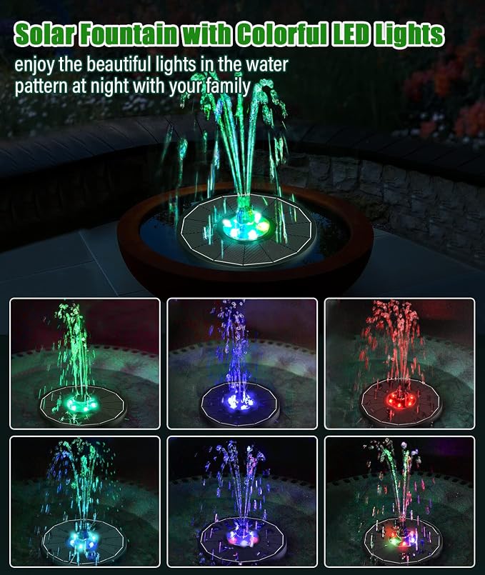 SZMP Solar Water Fountain Upgraded 100% Glass Panel, 3.5W Solar Powered - Image 2