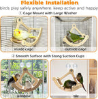 Rocking Bird Toys Perch for Window and Cage, Bird Perch for Wall Suction Mount - Image 2