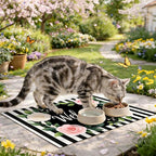 Pet Feeding Mat 24" x 16" Floral Stripe Welcome Design Non Slip Dog Food Mat - Image 8