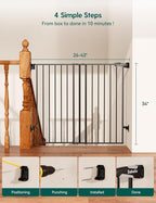 Babelio Baby Gate for Stairs, Kitchen & Doorways, No Bottom Bar| Easy Install| - Image 7