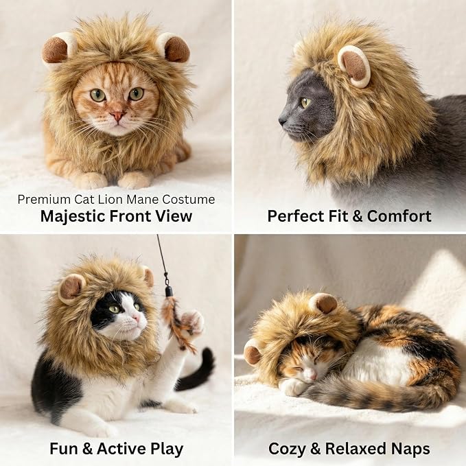 Lion Mane Wig Pet Costume, Costumes - Image 5