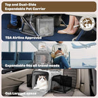 Top and 2 Sides Expandable Cat Carrier 17x11x11, TSA Airline Approved Dog - Image 2