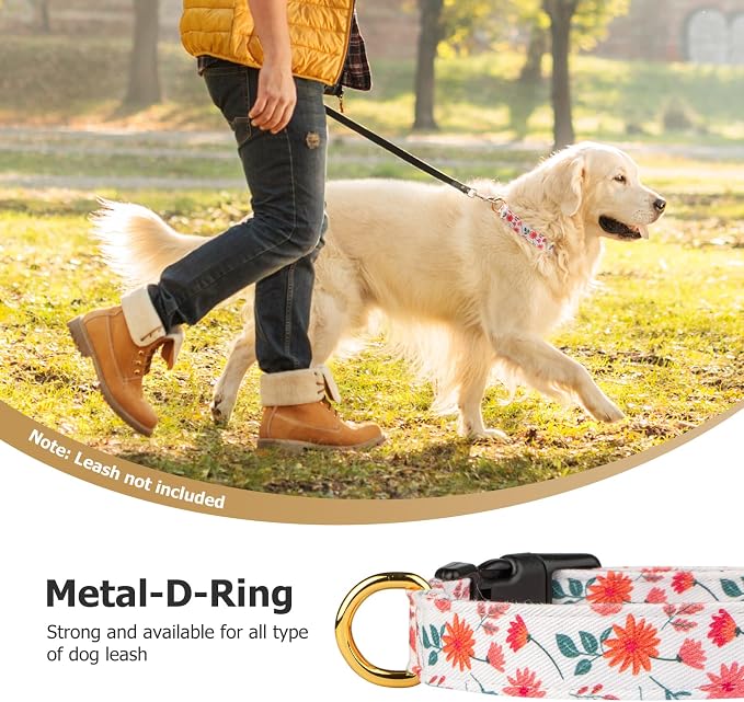 Cotton Handmade Dog Collar Cute and Distinctive Patterns Red and White Flower - Image 6