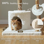 59" Modern Cat Tree Tower for Large Cats w/2 Flower Perches-Natural Solid Wood - Image 5