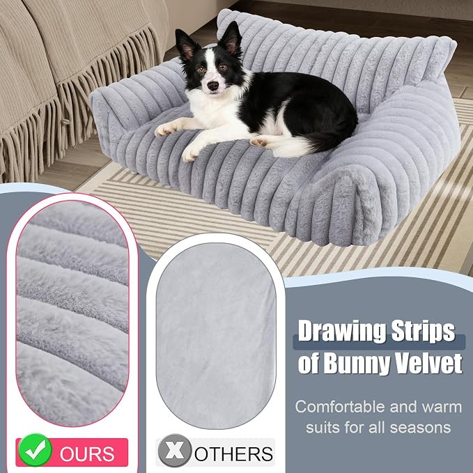 Cute Dog Cat Couch for Medium Large Dogs, Fluffy Pet Sofa Dog Couch Bed - Image 4