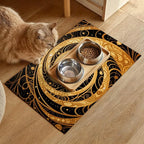 Cat Feedings Mats 20x12 inch Golden Cat Print Pet Bowl Placemat Non Slip Mat - Image 2