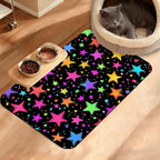 Neon Stars Dog Food Mat, Bright Colorful Absorbent Pet Feeding Mat by Unknown