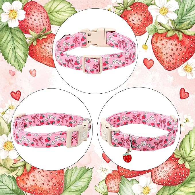 Strawberry Bow Dog Collar for Small Dogs - Image 7