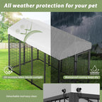 LOVMOR Outdoor Dog Kennel with Roof, Heavy Duty Steel Dog Run Enclosure - Image 3