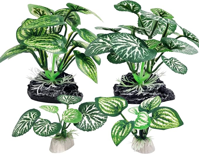 4PCS Aquarium Plants Betta Fish Tank Decorations Small Size Soft Faux Silk by Vtapliea