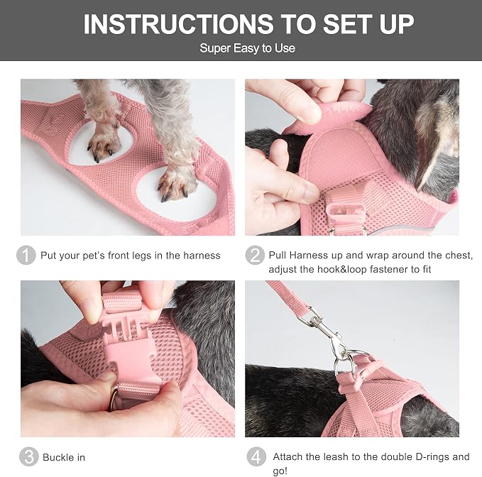 Fida Comfy Dog Harness with Leash, Cat Vest Harness Escape Proof, Breathable - Image 5