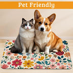 Colorful Flower Feeding Mat, Groovy Wildflowers Absorbent Quick-Dry Cat Dog - Image 2