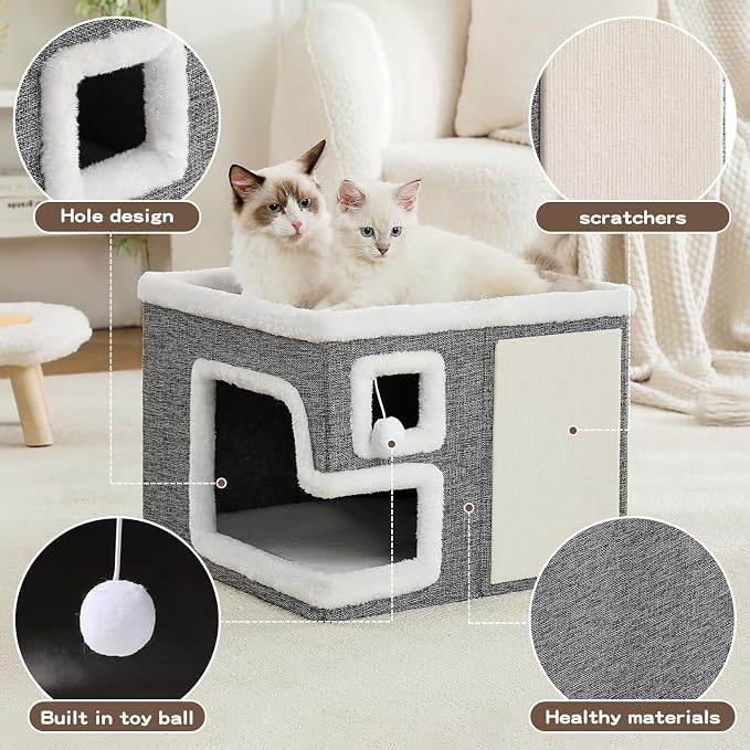 Cat Houses for Indoor Cats, Covered Cave Bed - Image 2