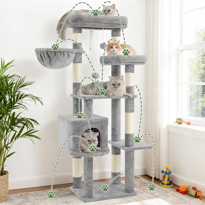Cat Tree for Indoor Cats, 55.1 inch Cat Tower - Image 6
