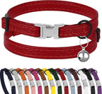 Leather Cat Collar with Buckle and Removable Bell by BUDKAS