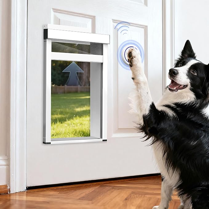 Large Dog Door for Door, Electronic Pet Automatic Door Smart Aluminum Dog Door by Tidytech