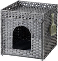 Cat Litter Enclosure with Hidden Litter Mat and Rattan Cat House, Supports Two by SETVSON