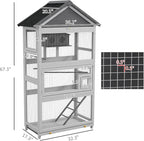 PawHut Wooden Bird Aviary, Three Doors, Perches - Image 7