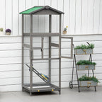 PawHut 65" Wooden Bird Cage Outdoor Aviary House - Image 8