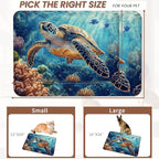 Turtle Dog Cat Food Mat, Coral Fish Absorbent Pet Feeding Mat - Image 2