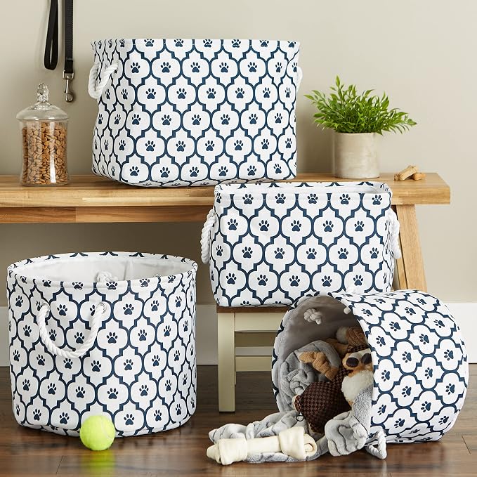 Bone Dry Pet Storage Collection Lattice Paw Print, Small Round - Image 6