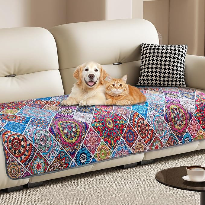 Waterproof Dog Blanket, Bohemian Dog Bed Cover Pet Blanket, Reversible Sofa by YOSEPATI