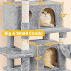 Yaheetech Cat Tree, 67in Large Tower w/ 3 Removable Teaser Sticks, 2 Kitten-Ear - Image 9