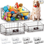 Mimorou 3 Pack Metal Dog Toy Baskets Multi-sized Foldable Dog Toy Bins Box by Mimorou
